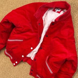 Wrangler Bright Red Corduroy Bomber Jacket
